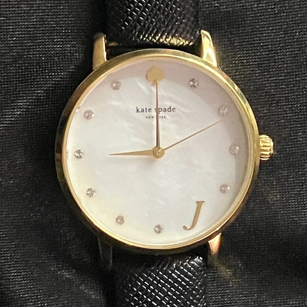 Kate Spade Black Mother Of Pearl and gold wristwatch - Picture 3 of 4
